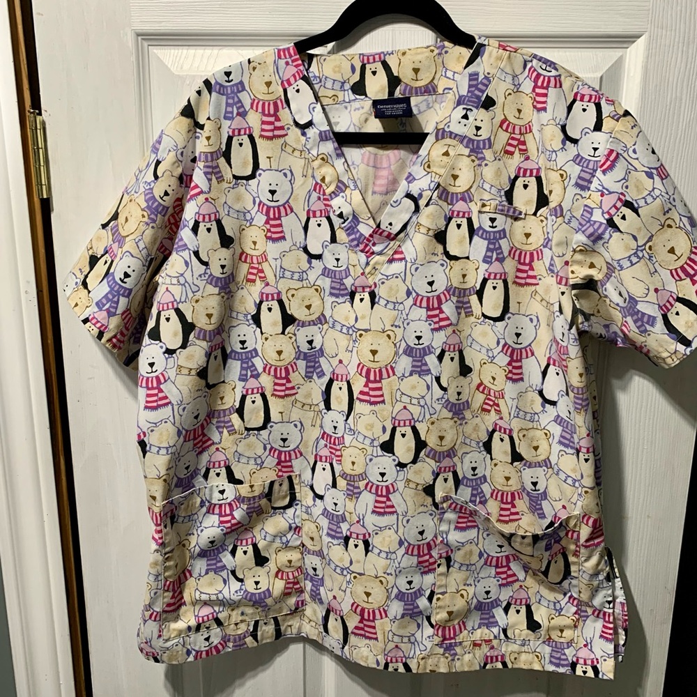 Penguin and polar bear scrub top